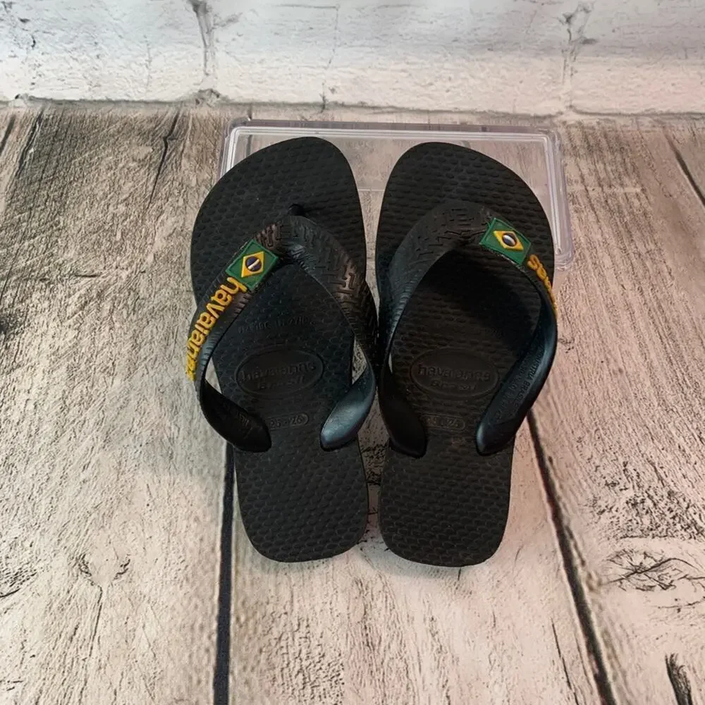 HAVAIANAS Boy’s Brasil Flip Flop Sandals / Size: 25-26 / USA 8-8.5